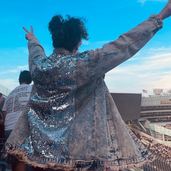 Medium Sequin Denim Jacket - Picture 1 of 4